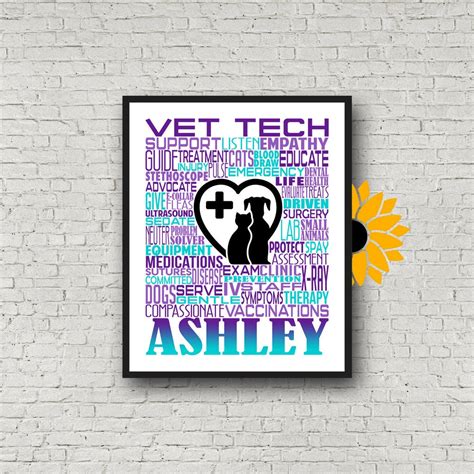 Personalized Vet Tech Poster, Gift for Vet Tech, Vet Tech Week, Vet Tech Typography 