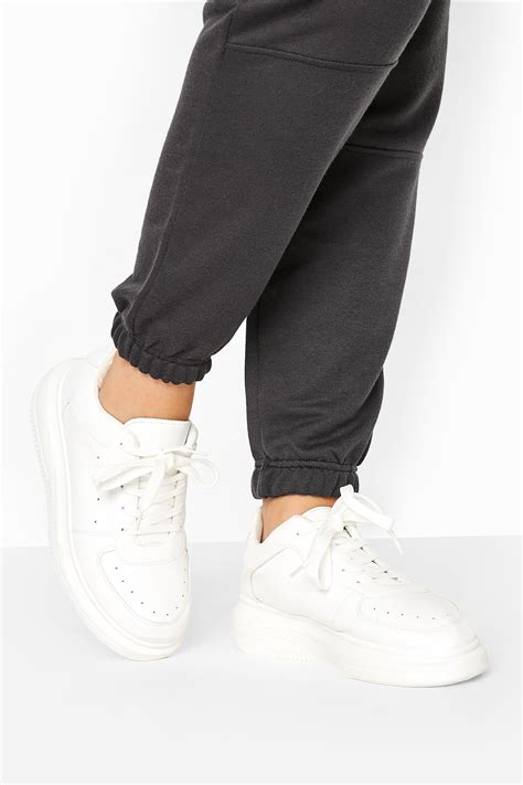 Limited Collection White Platform Chunky Vegan Leather Trainers In