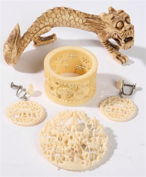 320 Chinese Carved Ivory Jewelry Plus Lot 320