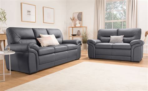 Calvin concrete gray sofa set $749.00. Bromley Grey Leather 3+2 Seater Sofa Set | Furniture Choice