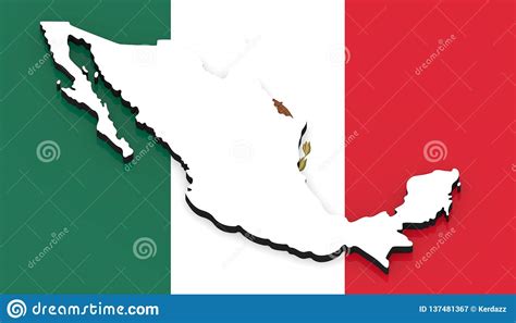 3d Map Of Mexico On The National Flag Stock Illustration Illustration