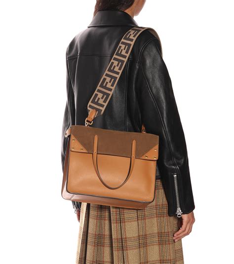 Fendi Flip Leather And Suede Shoulder Bag In Brown Lyst