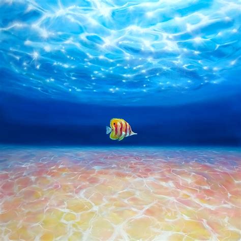 Beaches, mountains, flowers, oceans, trees, seasons & more Under the Crystal Ocean - a large oil painting of a lone ...
