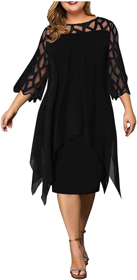 Dresses For Women 2022 Hollow Double Women O Neck Size Skirt Mesh