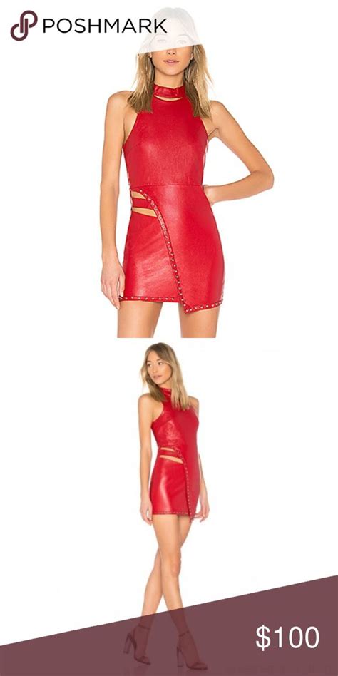 Revolve Hours Ethel Red Faux Leather Dress Faux Leather Dress