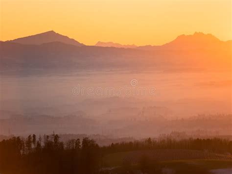 Sunset Over The Swiss Alps Stock Image Image Of Swiss 91780227
