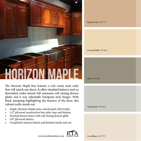 A clear 2020 trend is mixing natural wood finishes with colored cabinets. Color Palette to go with our Horizon Maple cabinet line ...