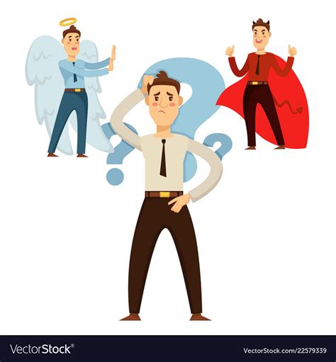 Man Choosing His Behavior Being Good Or Bad Vector Image