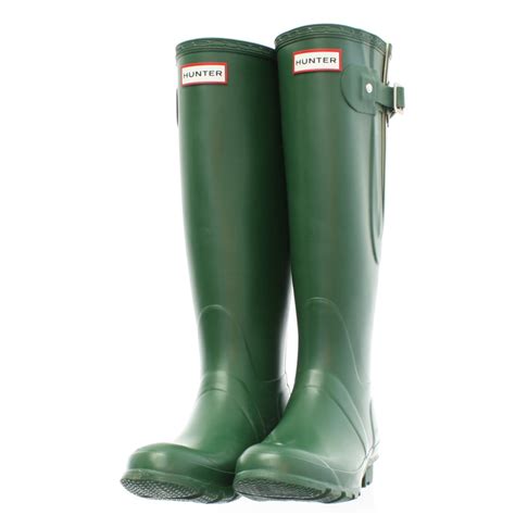 Womens Hunter Original Tall Adjustable Green Wellies Wellington Boots