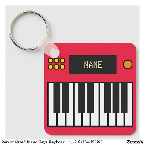 Personalized Piano Keys Keyboard Keychain Red Zazzle Keychain T
