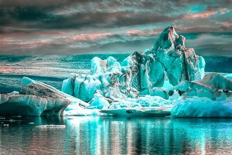 Ice Glaciers Water Clouds Reflection Iceberg Antarctica Nature