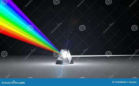 White Light Ray Dispersing To Other Color Light Rays Via Prism 3d