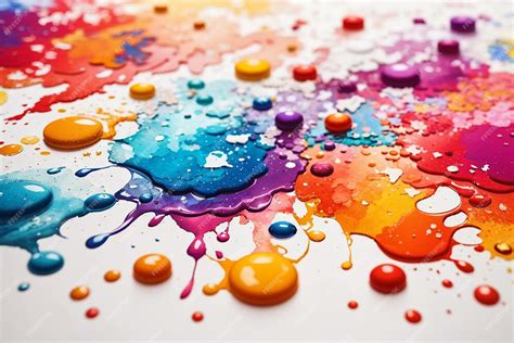 Premium Ai Image Vivid Mix Of Paint Droplets On White Watercolor