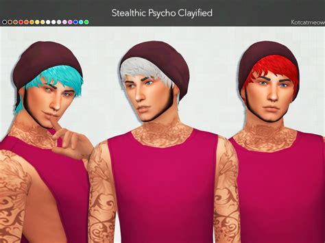Kot Cat Stealthic`s Psycho Hair Clayified Sims 4 Hairs