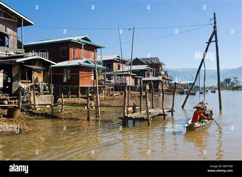 Stilt Village Ywama Inle Lake Shan State Burma Myanmar Asia Stock