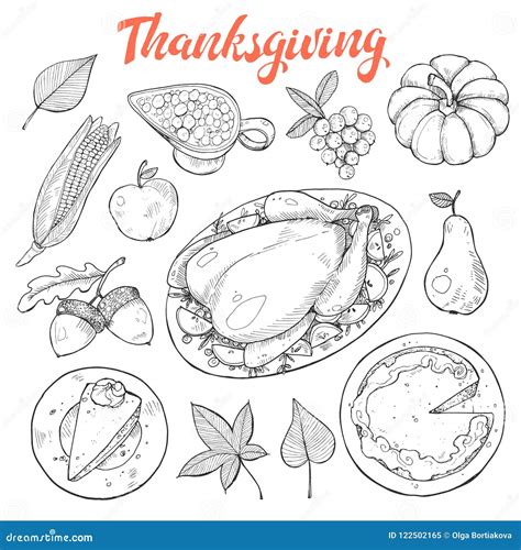 Thanksgiving Sketches Vector Stock Vector Illustration Of Isolated