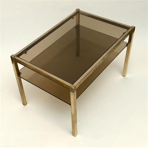 Vintage Brass And Smoked Glass Side Tables Or Coffee Tables 79973