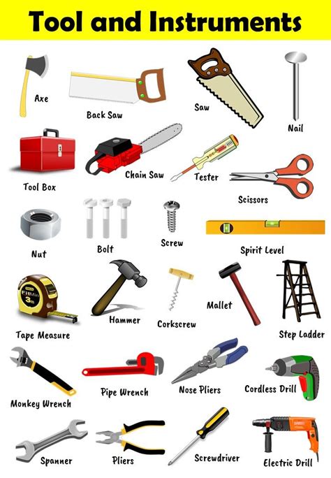 Tool And Instruments Chart Vocabulary Tools Tools Engineering Tools
