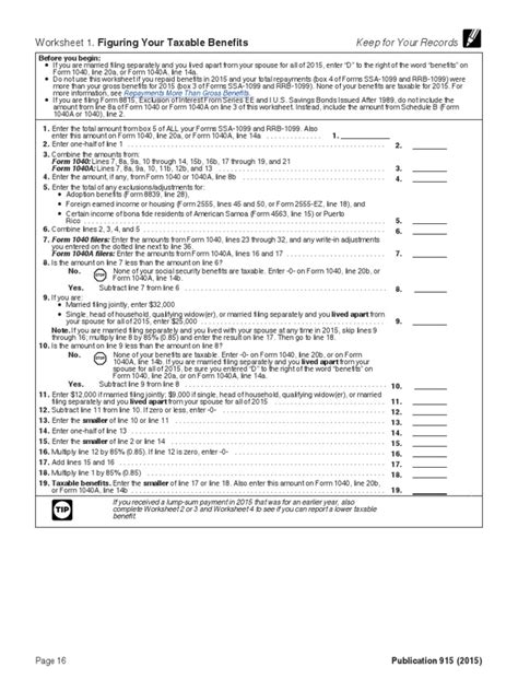 Irs Form 915 Worksheets