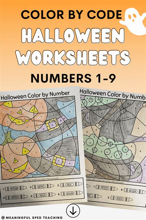 Halloween Numbers Color By Code Printable Worksheets Autism Classroom