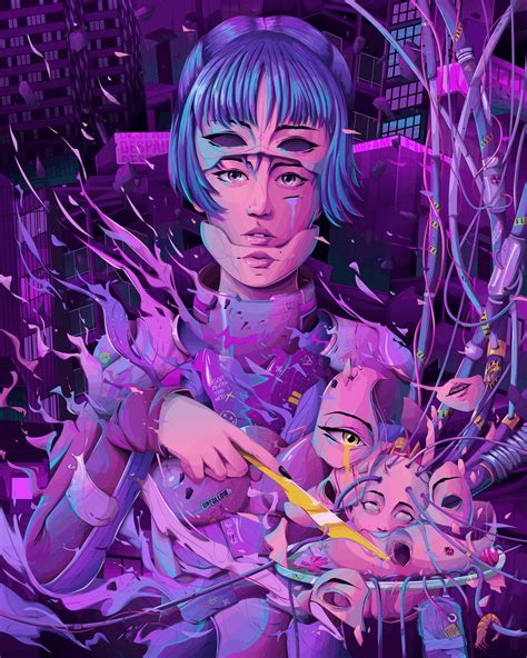 Wallpaper Seni Digital Karya Seni Ilustrasi Wanita Tampilan Potret Abstrak Cyborg