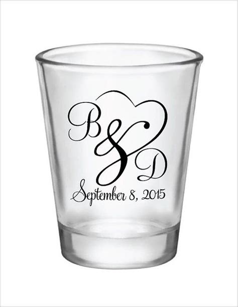 144 Personalized 1 5oz Wedding Favors Glass Shot Glasses Custom New Initial Monogram Designs