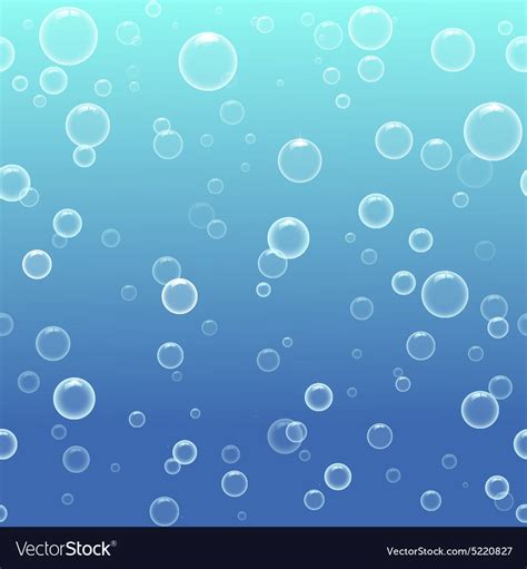 Bubbles In Water On Blue Background Horizontal Vector Image