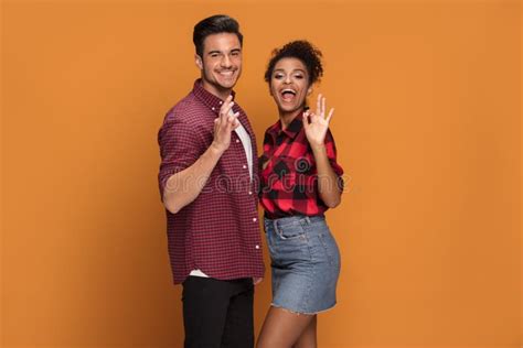 Happy Casual Mixed Race Couple Stock Image Image Of Couple Cheerful