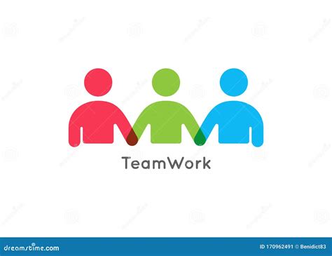 Teamwork Concept Logo Team Work Icon On White Cartoon Vector