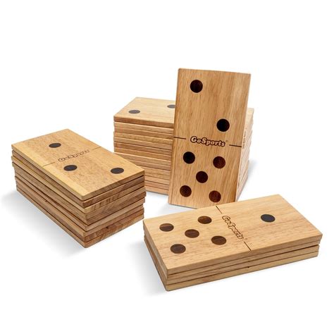 Gosports Giant Wooden Yard Dominoes Set Of 28 Jumbo Set Includes Can