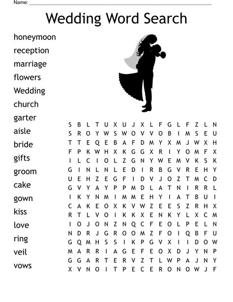 Wedding Word Crossword Puzzle Wordmint