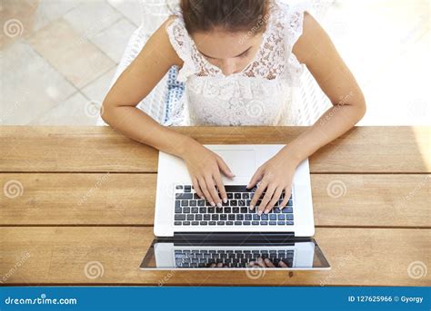 Woman Typing On Laptop Stock Photo Image Of Close Home 127625966