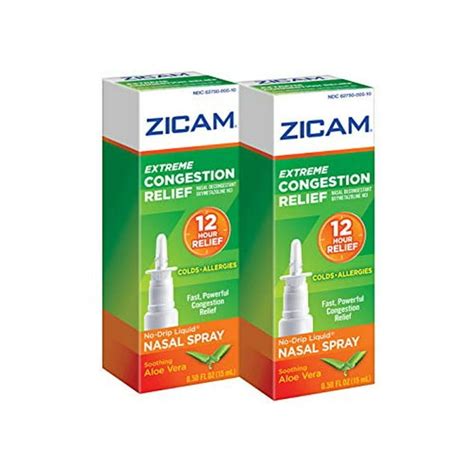 Zicam Extreme Congestion Relief No Drip Liquid Nasal Spray With Soothing Aloe Vera 05 Ounce