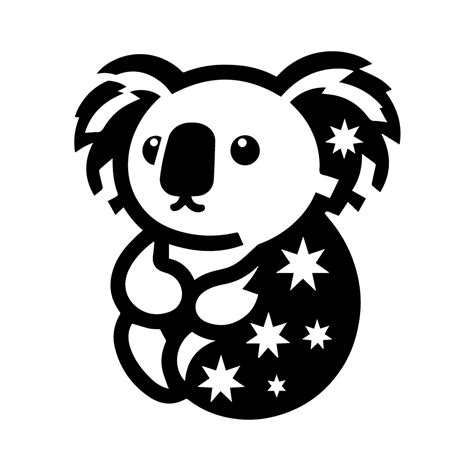 Free Australian Flag And Koala Background Black And White Svg Vector