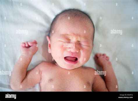 Asian Newborn Baby Boy Crying Stock Photo Alamy