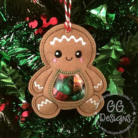 Gingerbread Peekaboo Treat Bag In The Hoop Machine Embroidery Etsy
