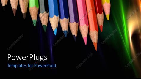 Powerpoint Template Colored Pencils In A Row With Nice Abstract