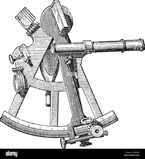sextant isolated on white vintage engraved illustration dictionary of words and things