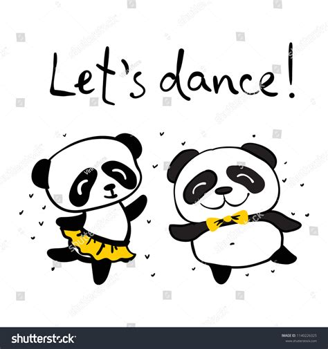 Vector Illustration Cute Dancing Pandas Stock Vector Royalty Free