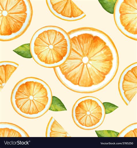 Orange Seamless Pattern Watercolor Fruit Vector Image