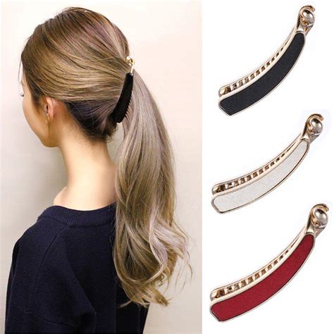 buy elegant female solid cloth hairpins girl banana barrettes clip korean style with teeth hair