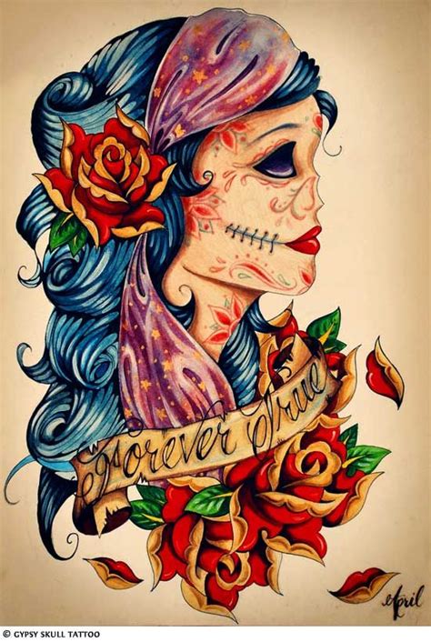 Day Dead Face Girl Of Tattoo The Sugar Skull Skull Tattoos Grim