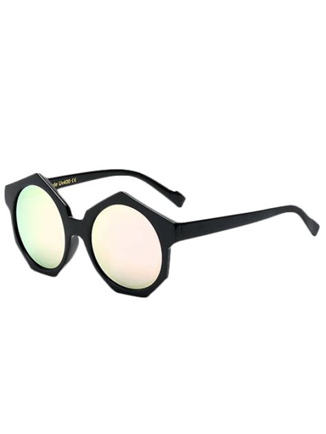 [27 Off] 2021 Polygonal Frame Mirrored Sunglasses In Pink Zaful