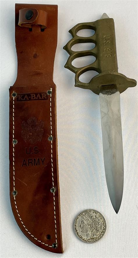 Bid Now Us 1918 Brass Knuckle Replica Trench Knife W Ka Bar Us