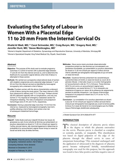 PDF Evaluating The Safety Of Labour In Women With A Placental Edge 11