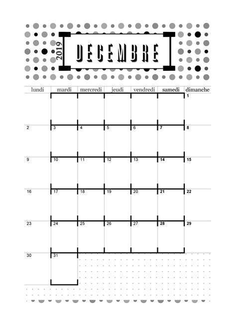 Calendrier Décembre 2019 à Imprimer Pdf Imprimable
