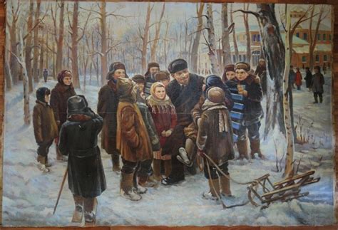 Lenin With Children Oil Painting Old Russian Soviet Socialist Realism 6