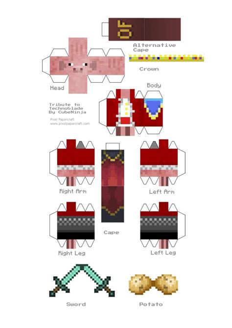 Technoblade Minecraft Printables Papercraft Minecraft Skin The Best Porn Website
