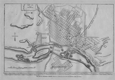 City Of Richmond Virginia 1862 Civil War Map Hollywood Cemetery Camp