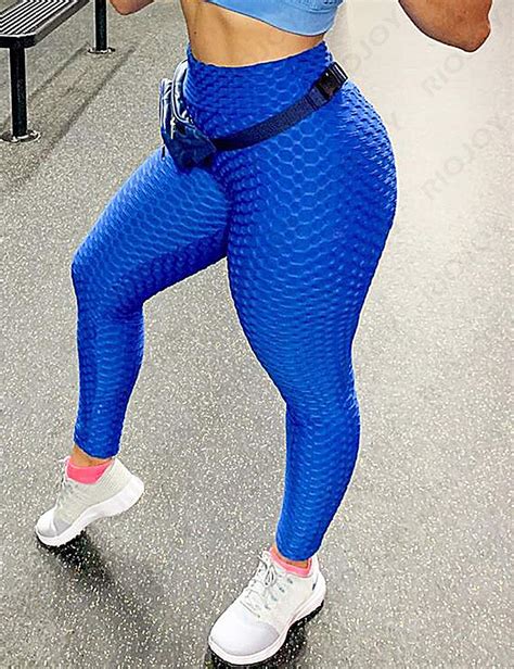 riojoy women anti cellulite gym waffle leggings high waist yoga pants bubble textured scrunch